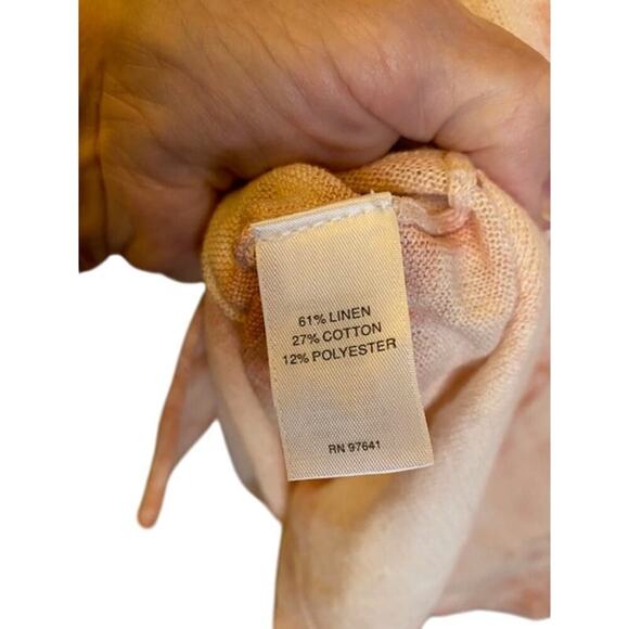 Pure Jill Linen Blend Knit Top 3/4 Sleeve Peach tye dye Sz M Petite Linen Blend - Picture 4 of 6